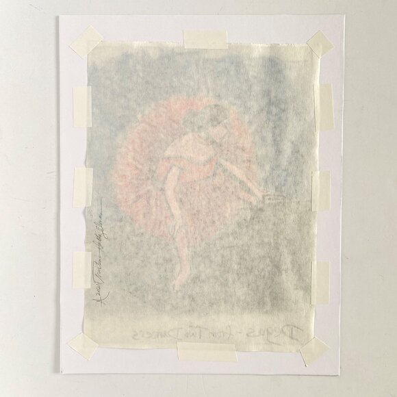 Orange Ballerina Original Handmade Soft Pastel Painting 11x14in Mat Frame Ready - Picture 4 of 5